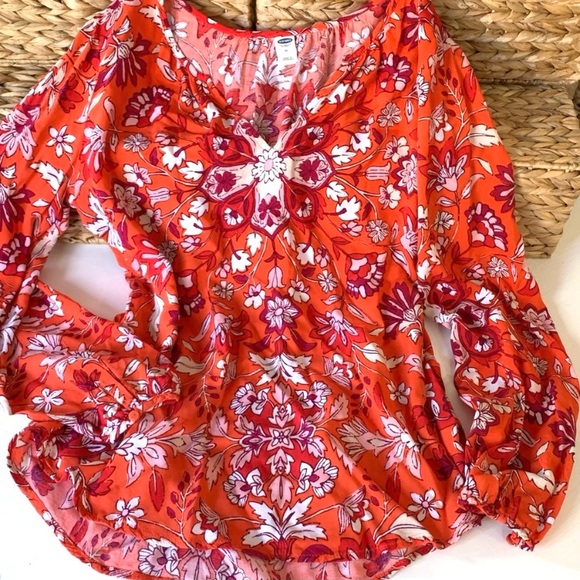 Old Navy Orange Floral Top - Picture 1 of 2